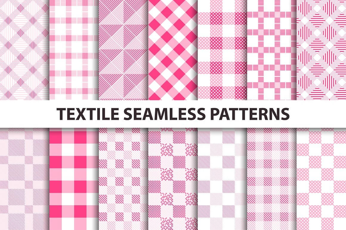 Textile Seamless Patterns in Pink.