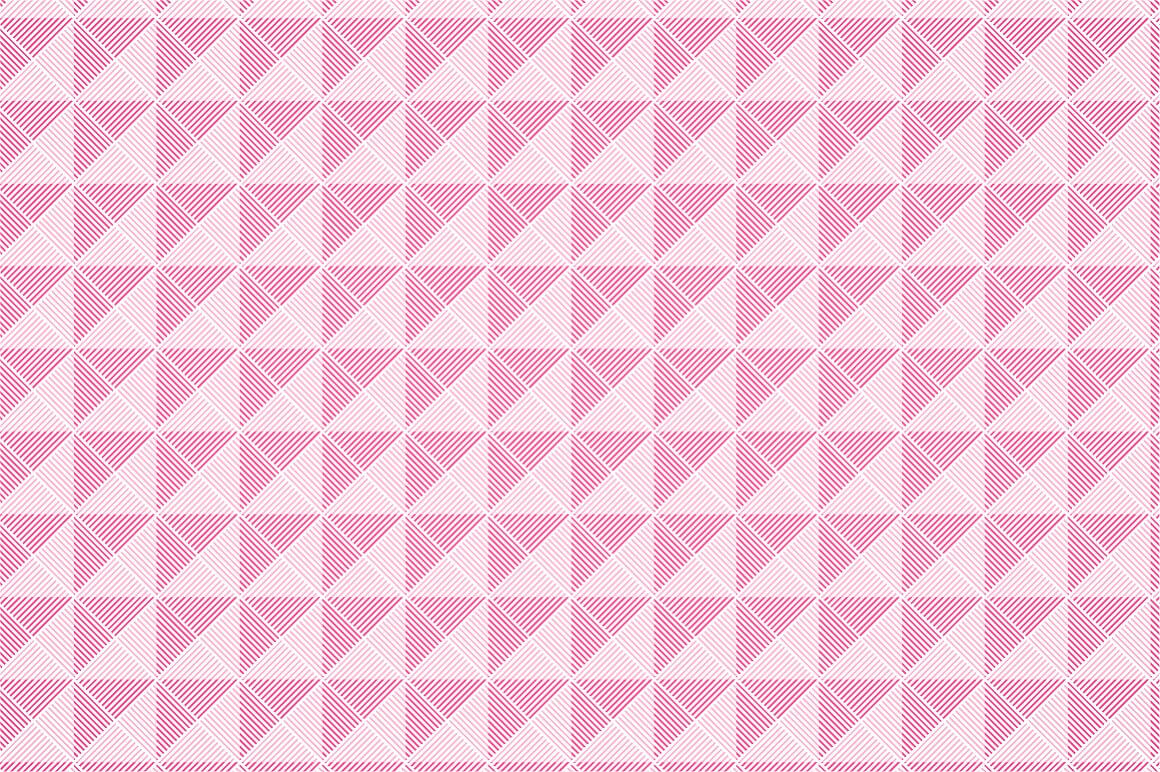 A pattern of dark pink and soft pink triangles form a checkered texture.