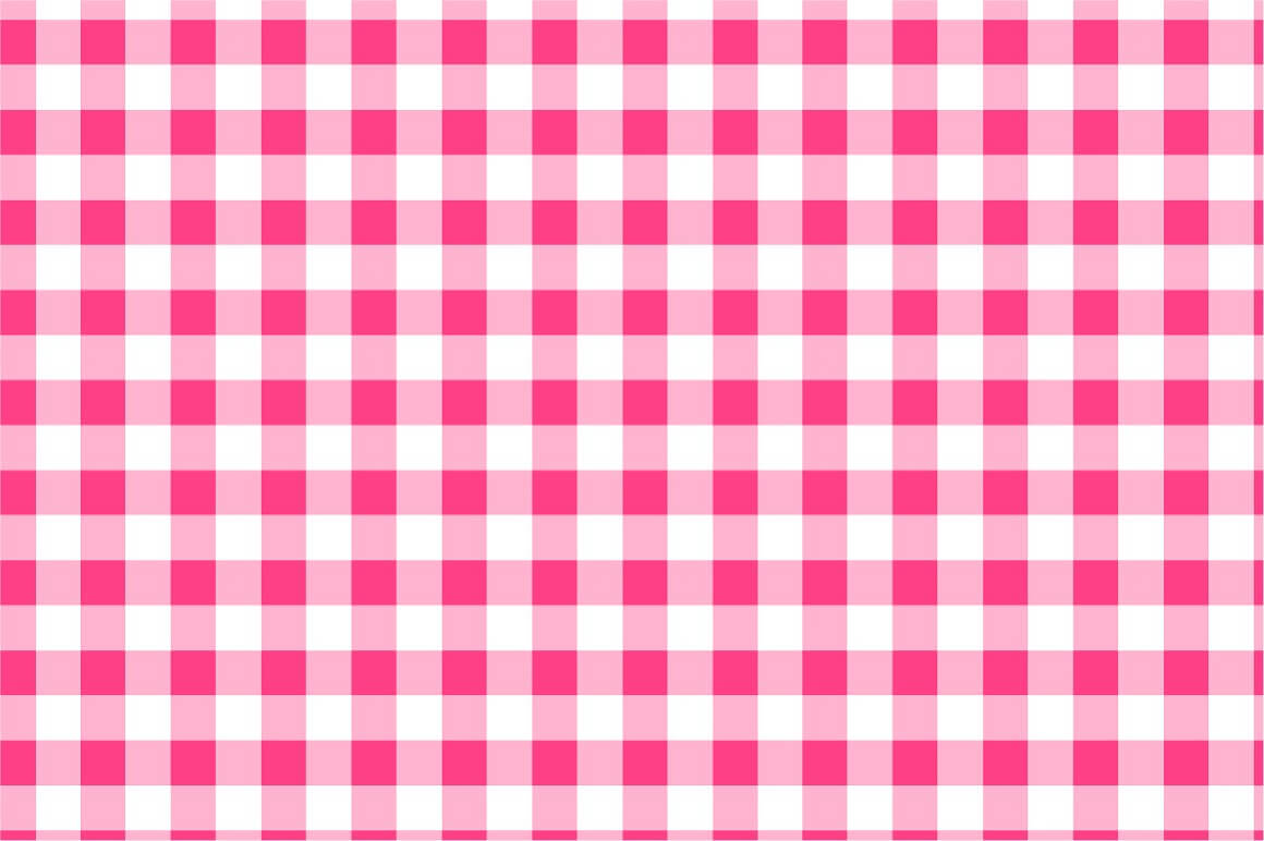 Bright pink checkered print on a white background.