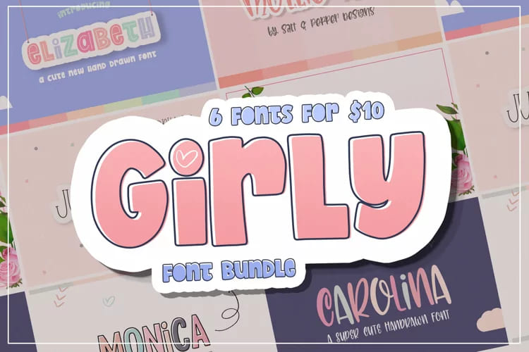 The Girly Font Bundle facebook image.