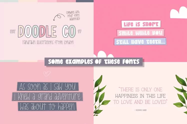 the girly font bundle, handdrawn fonts collection.