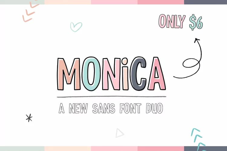 the girly font bundle, monica sans font.