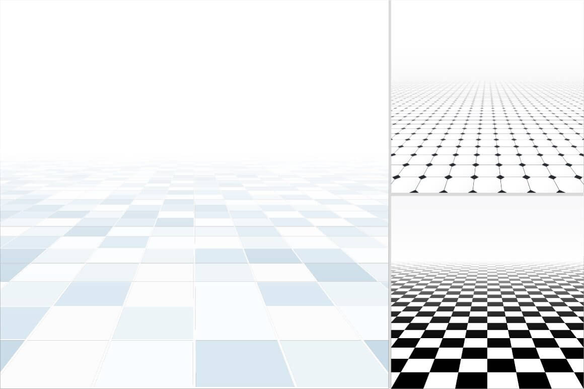 Abstract background of white, blue and light gray tiled cells stretching into the distance.
