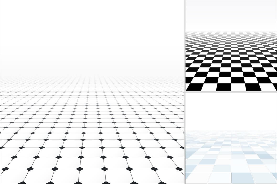 Abstract background of white tiled tiles between which are small black tiled rhombuses.