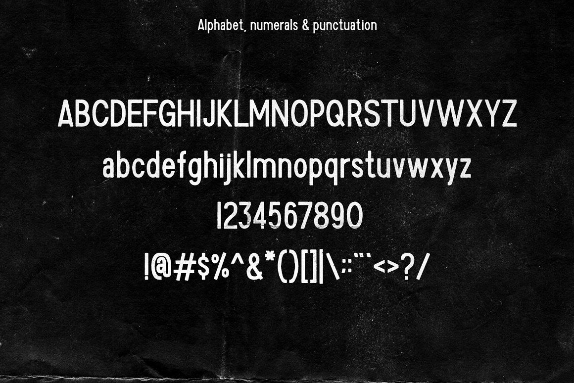 Timber typeface depicted alphabet.