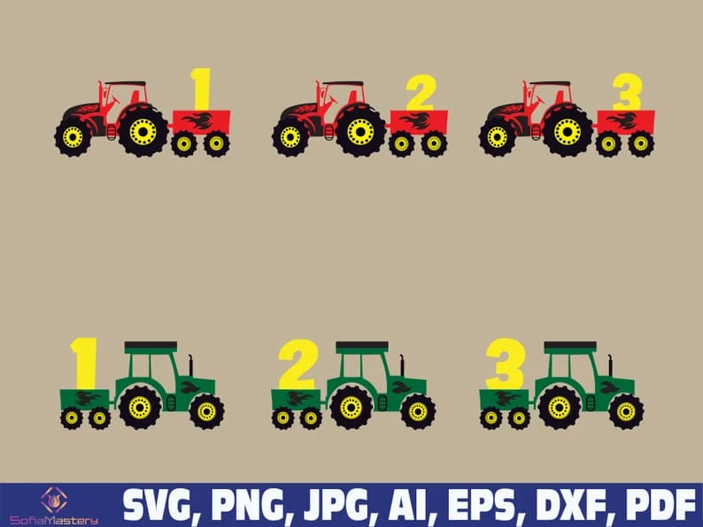 tractor birthday boy svg graphics.