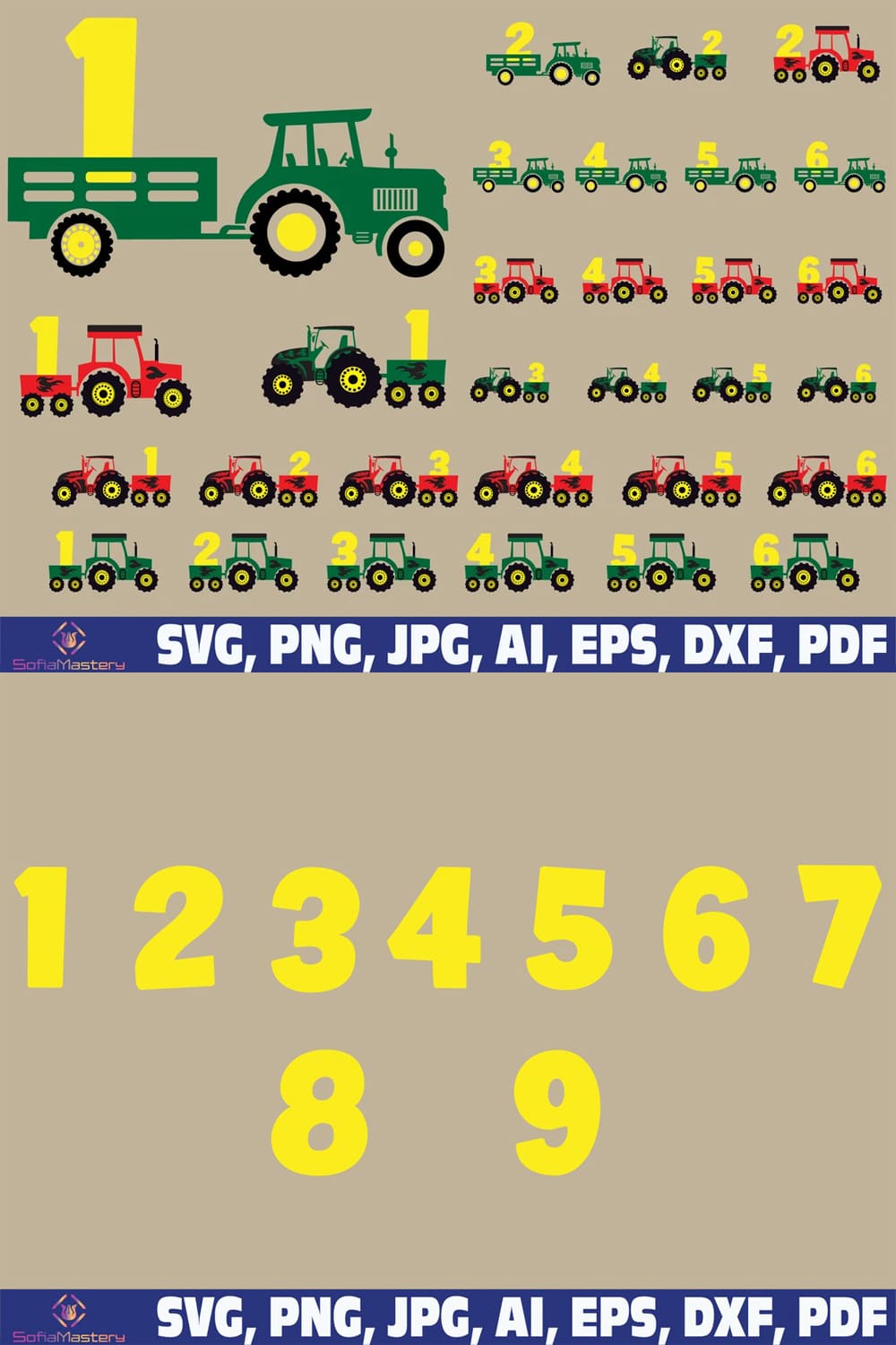 Tractor Birthday Boy SVG pinterest image.