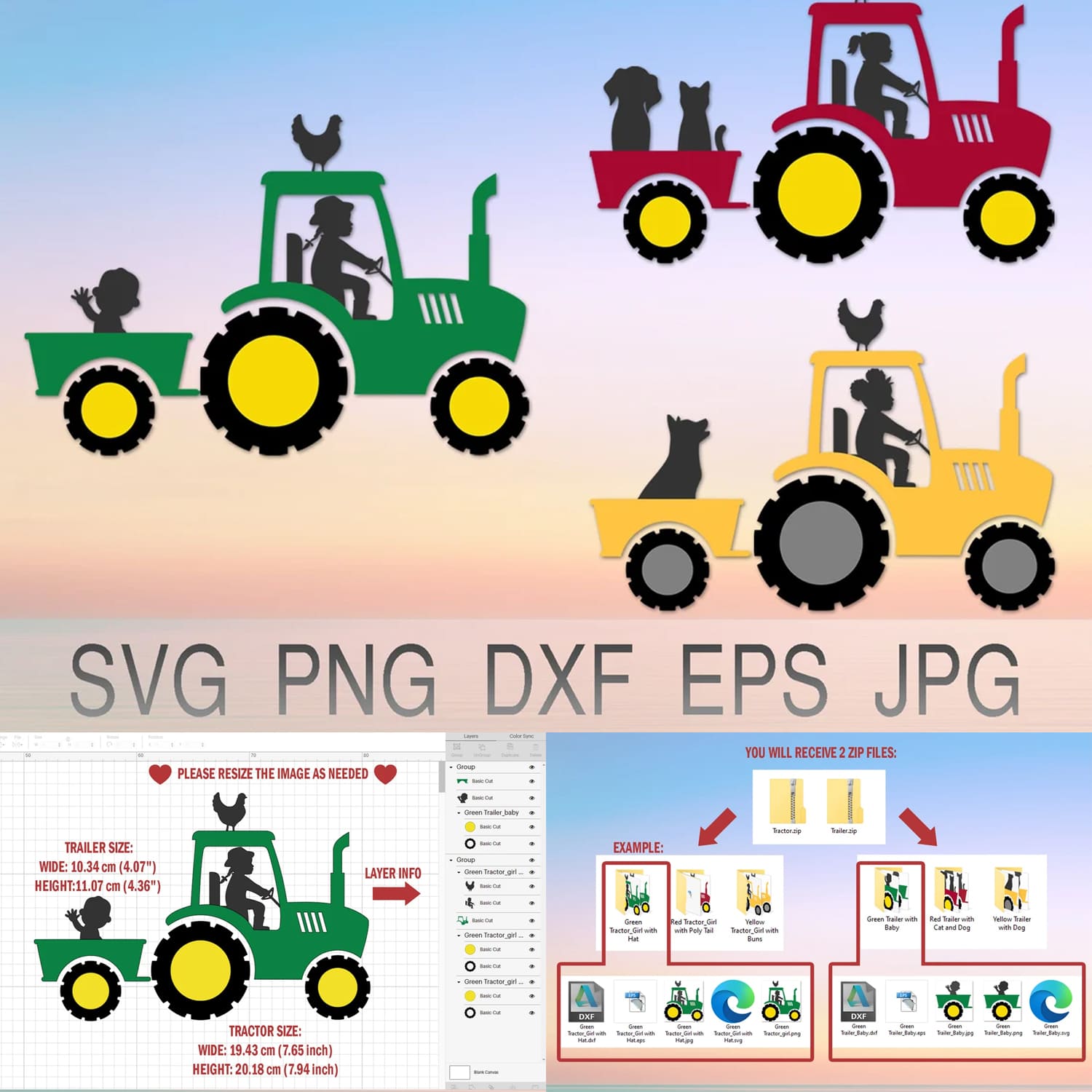 Tractor SVG Farm Girl Silhouette cover image.