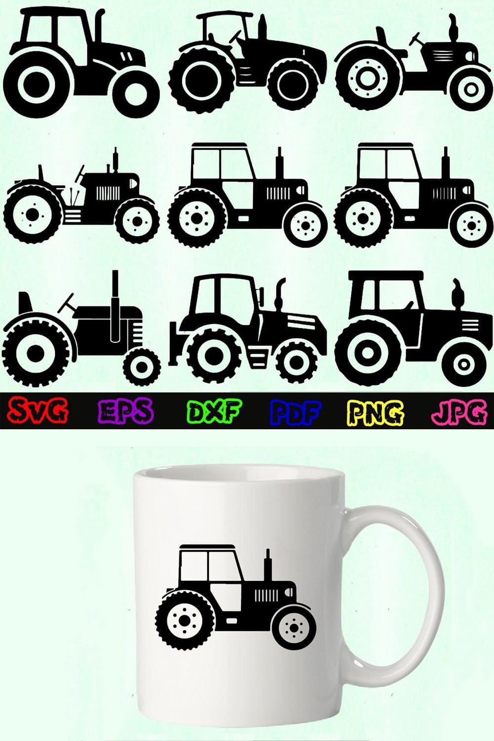 Tractor SVG pinterest image.