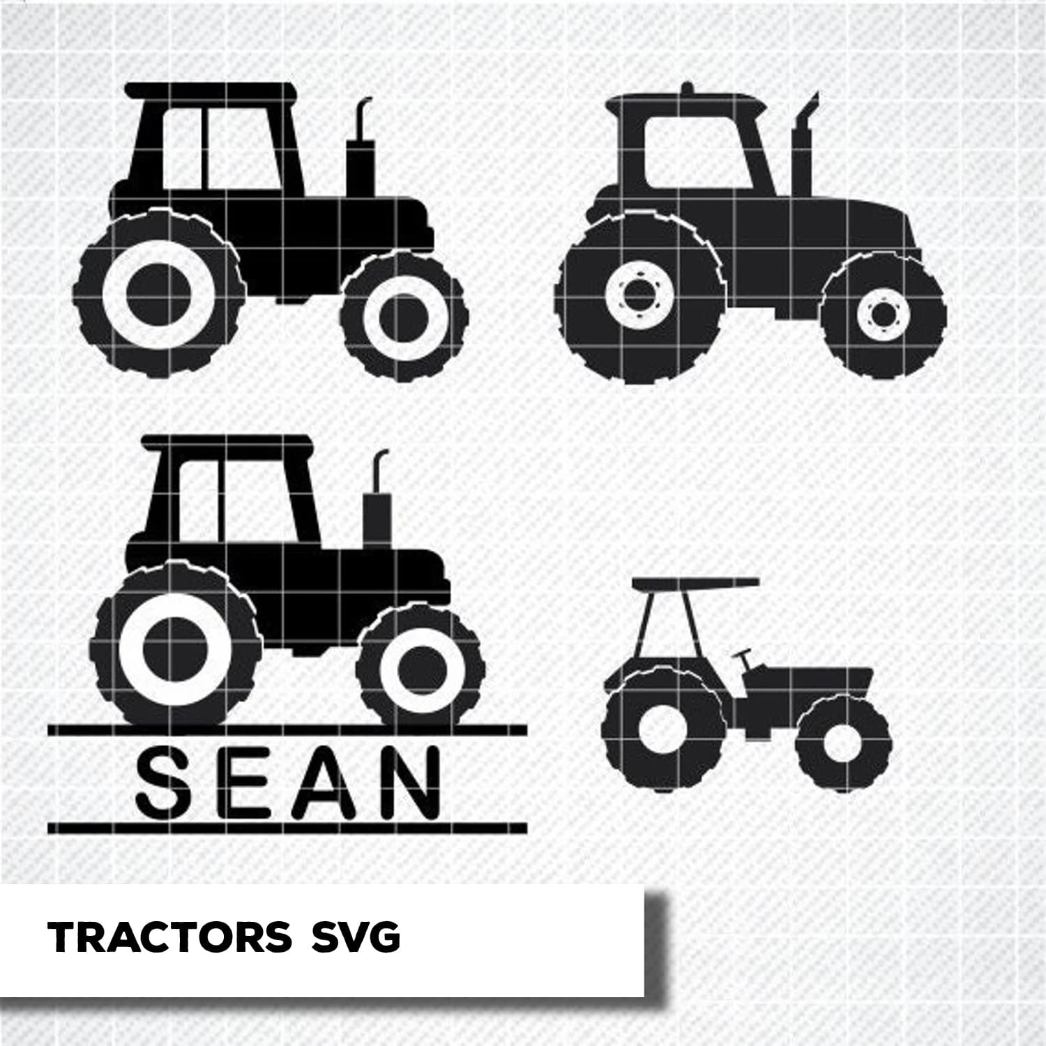 Tractors SVG, DXF, PNG cover image.