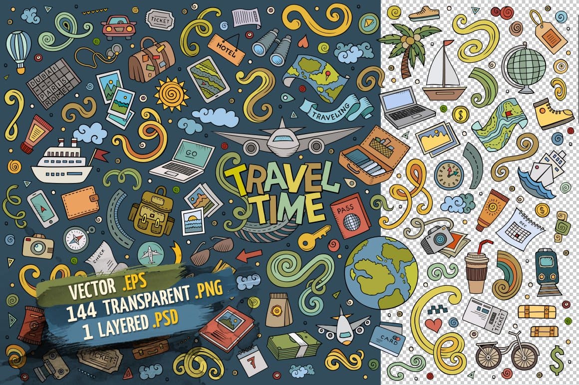 Travel Objects Symbols Set Preview 2.