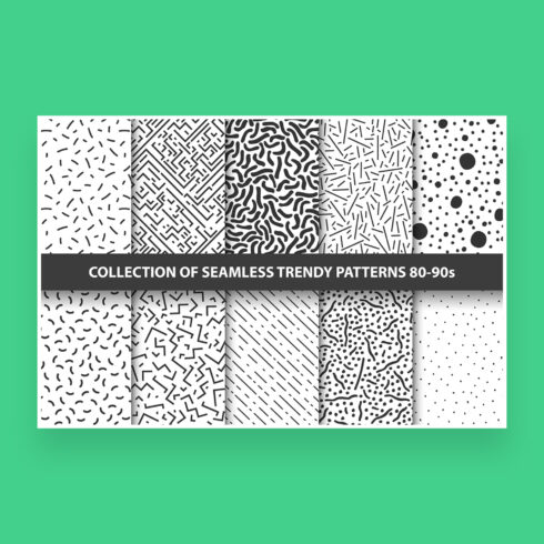 trendy seamless patterns 80s and 90s cover image.
