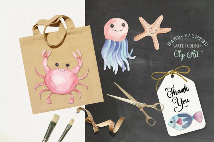 under the sea watercolor illustrations.