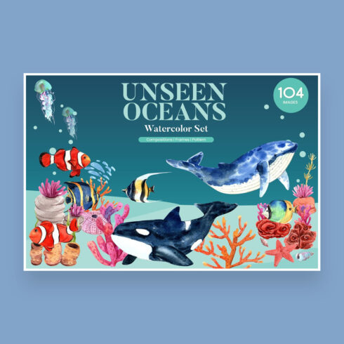 Oceans sealife watercolor.