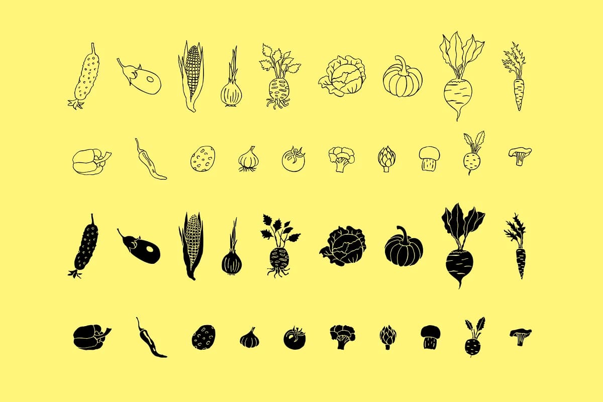 vegetables patterns elements.
