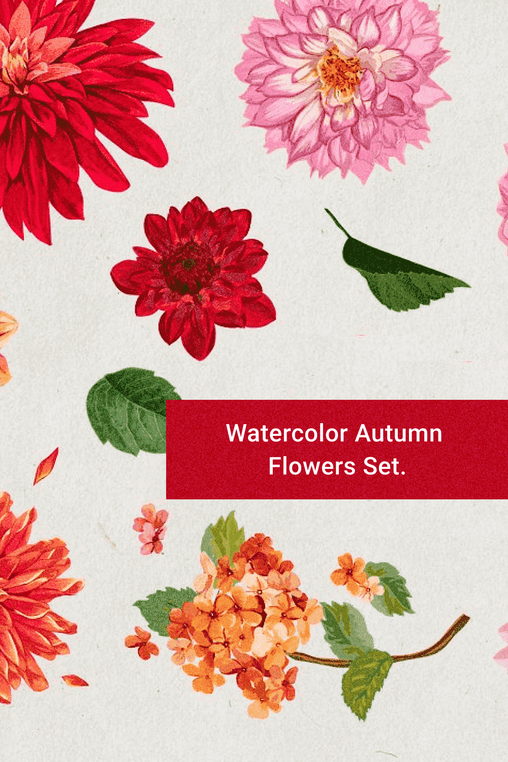 Watercolor Autumn Flower Set - Pinterest Image Preview.
