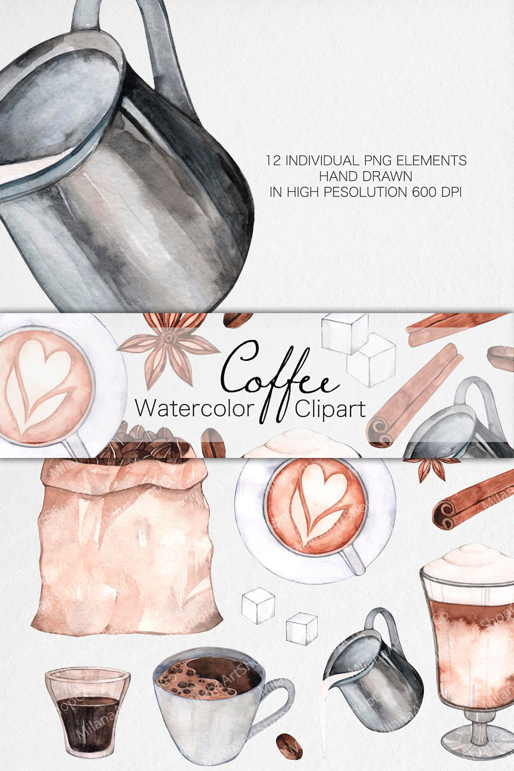Watercolor Coffee Clipart facebook image.