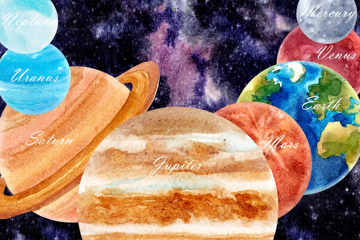 watercolor space pack png illustrations.