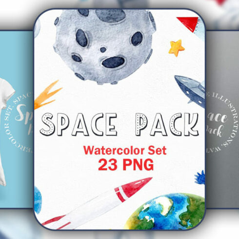 Watercolor Space Pack PNG facebook image.