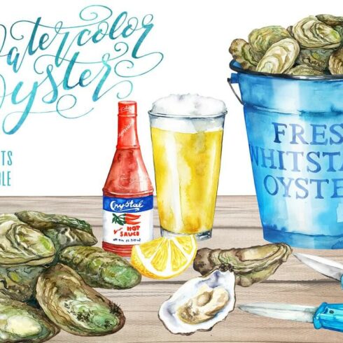 Watercolor Oyster Clipart Set | Master Bundles