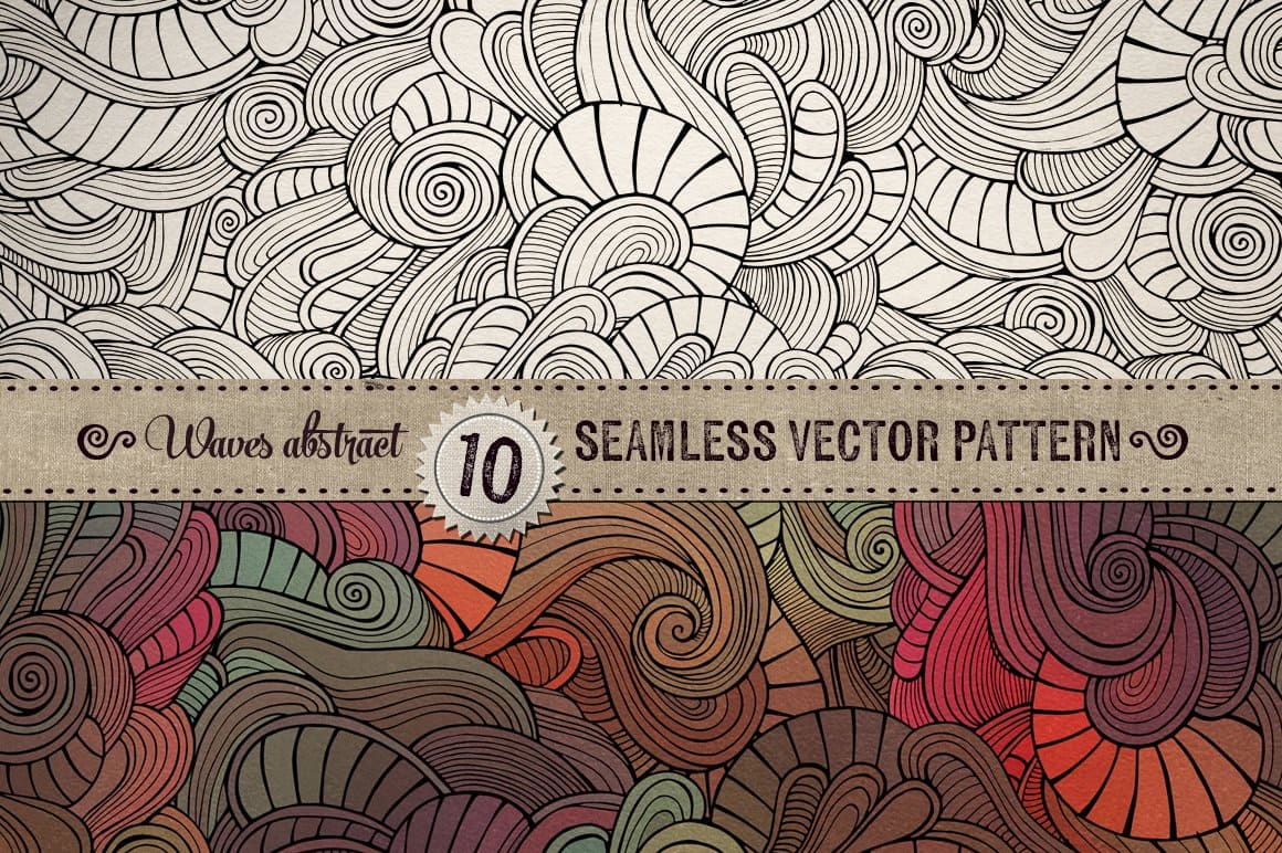 Waves Seamless Patterns Preview 1.