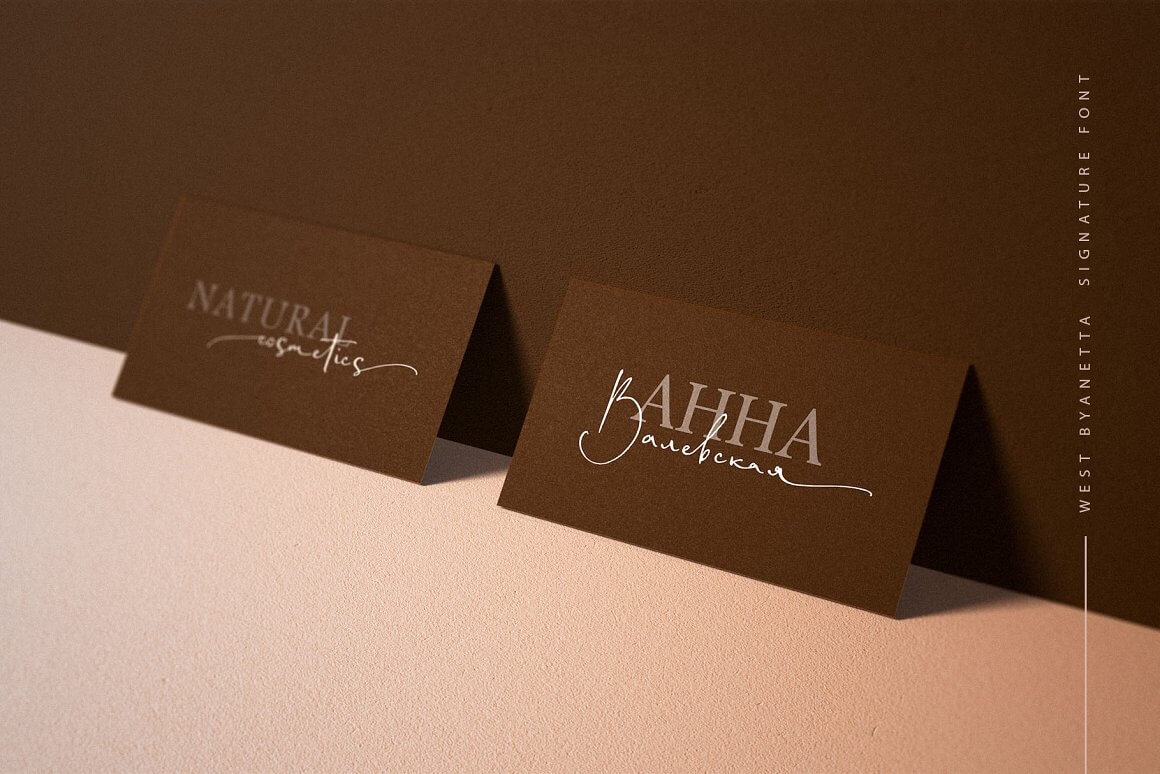 Business cards with inscriptions "Natural cosmetics" and "Anna Valevskaya".