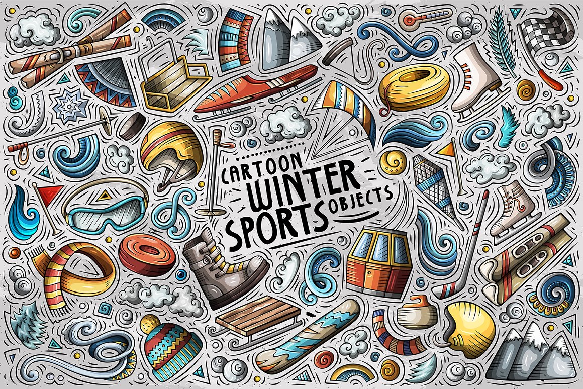 Winter sports pack with images on the theme.