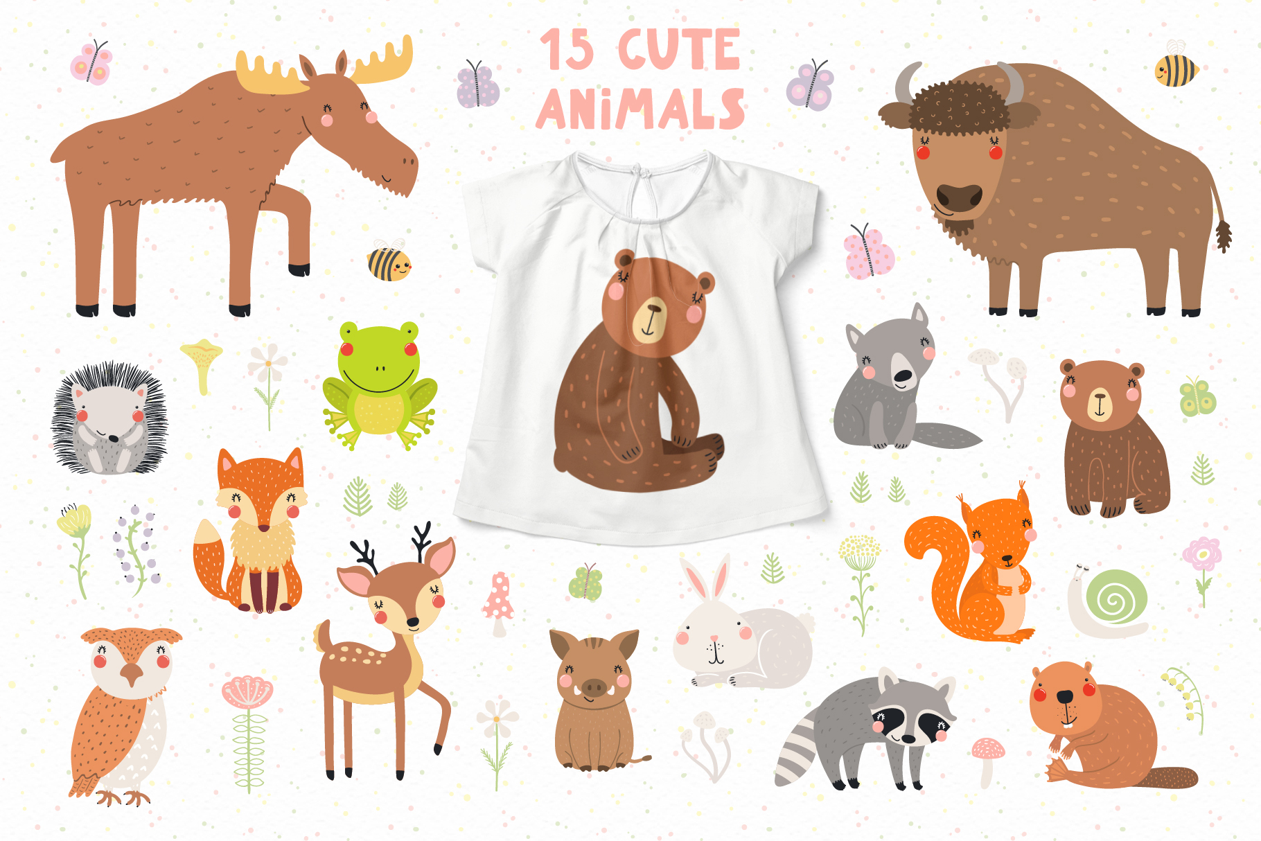 T-shirt print with different animals.
