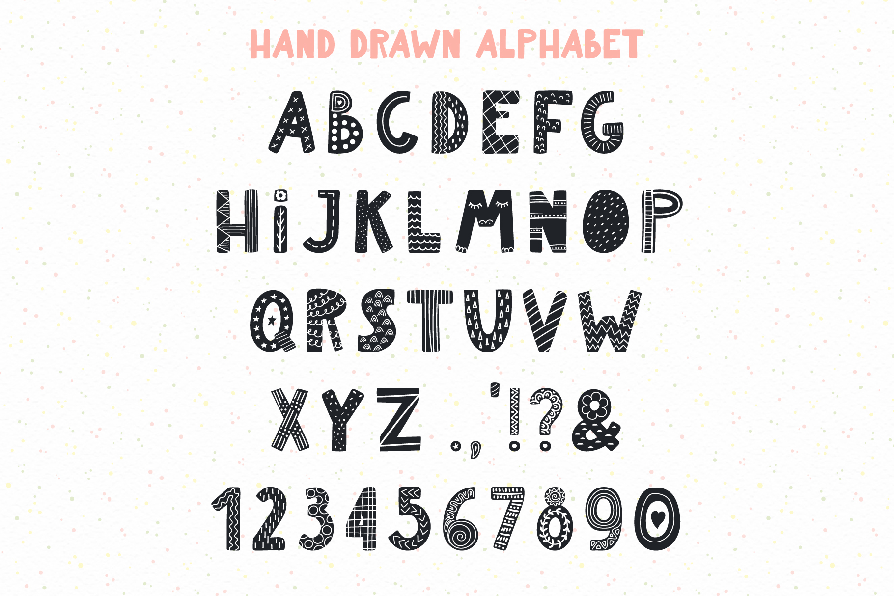 Preview of the alphabet of dark color on a white background.