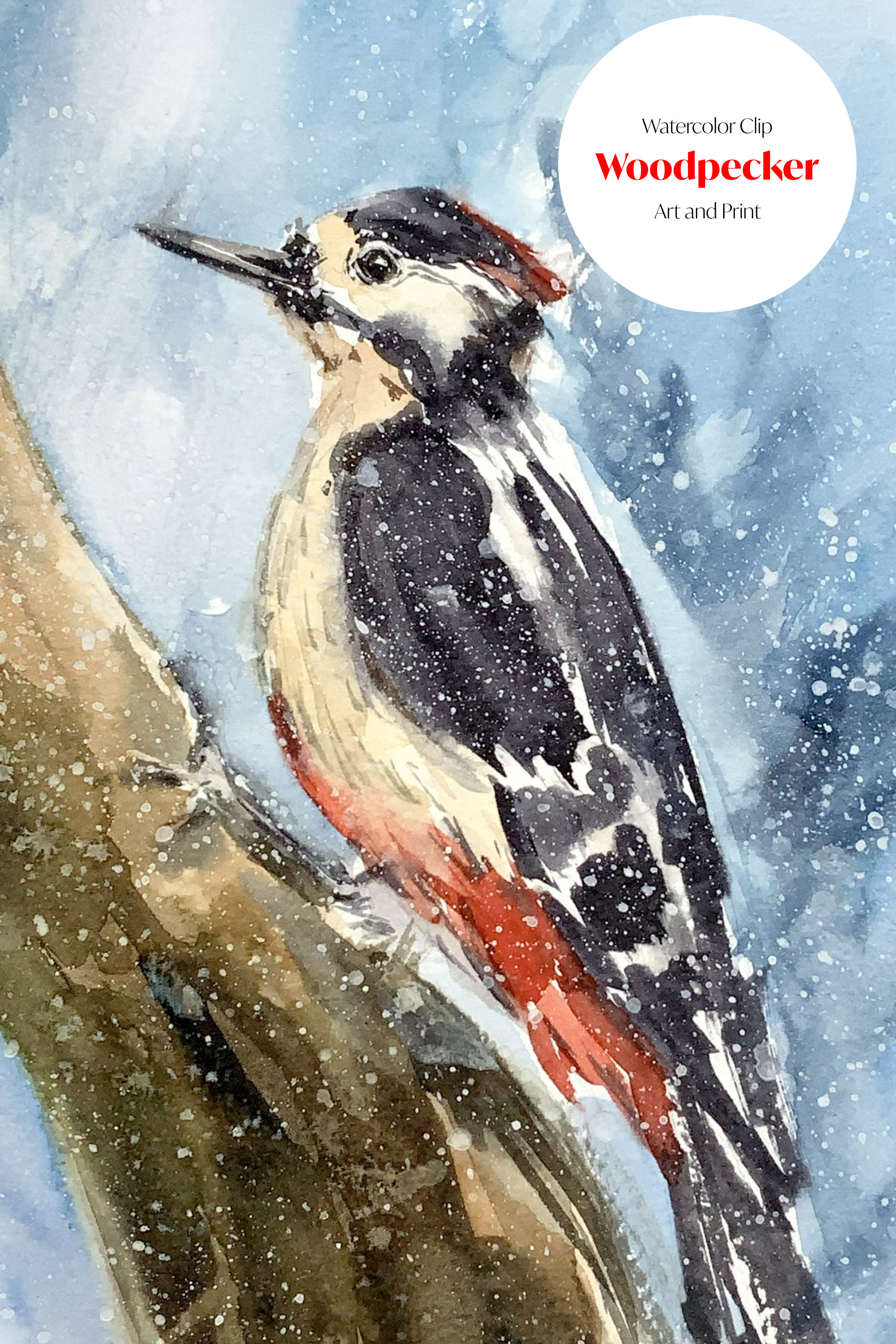 Woodpecker watercolor clip art and print of pinterest.