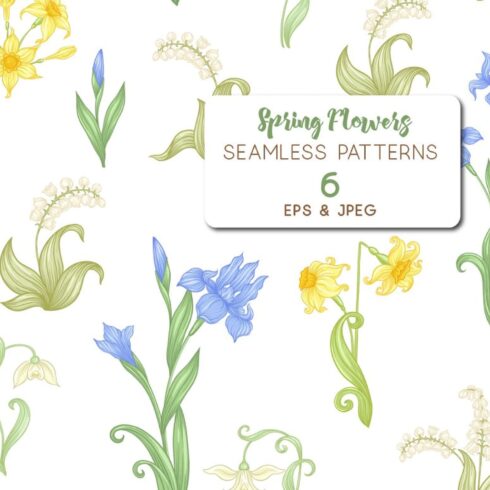 6 Spring Flowers Seamless Patterns cover image.