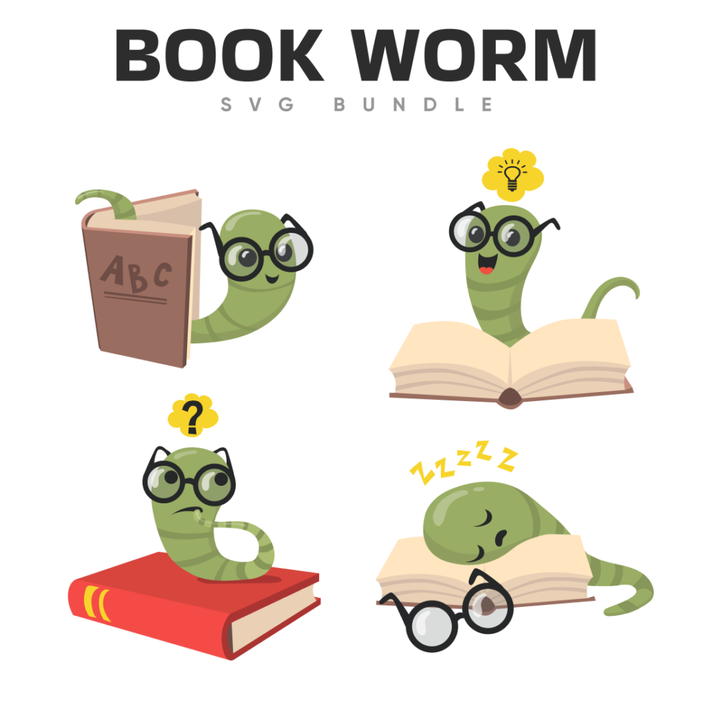 Book Worm SVG Designs – MasterBundles