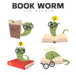 Prints of book worm svg bundle.