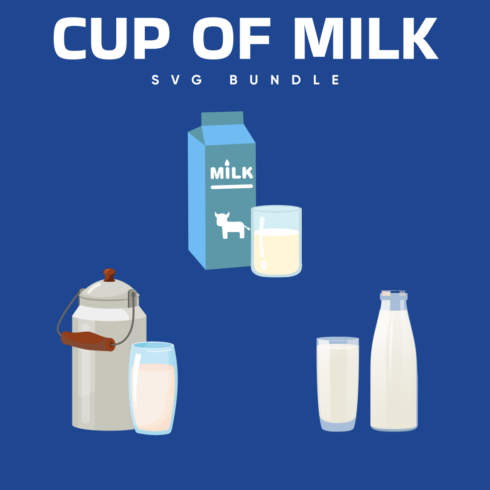 Cup of milk svg bundle preview.