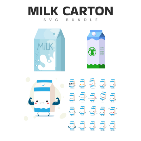 Milk carton svg bundle preview.