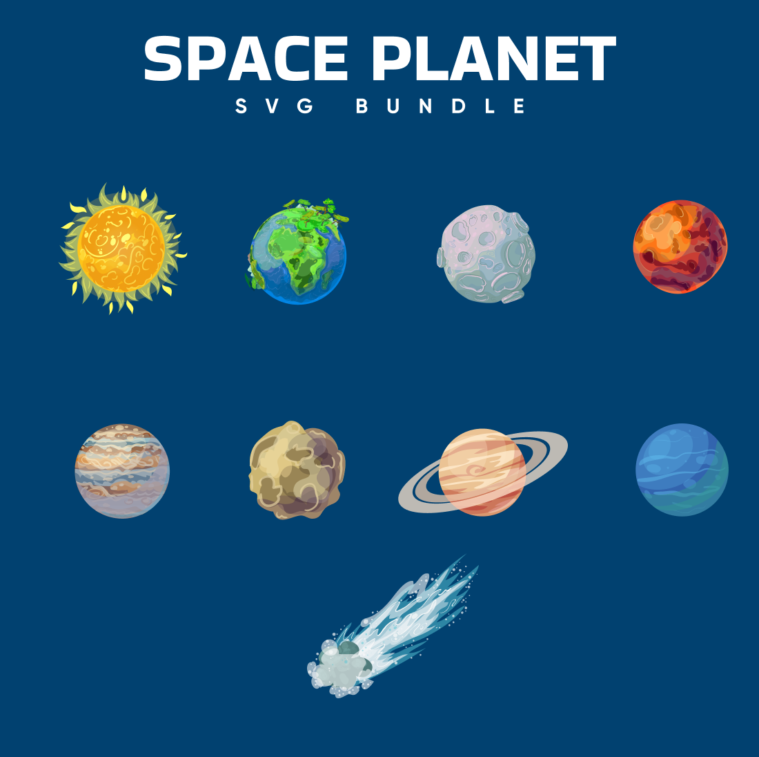 Space planet svg bundle preview.