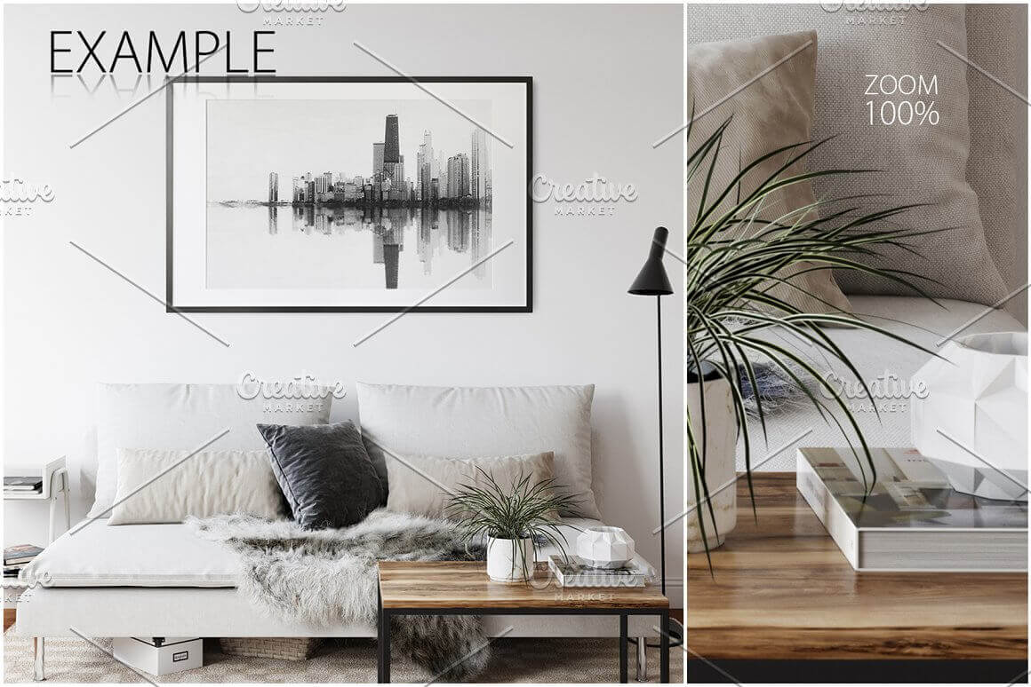 An image of a huge city in gray tones against a white background of a painting that hangs in the living room.