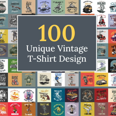 100 Unique Vintage T-Shirt Design.