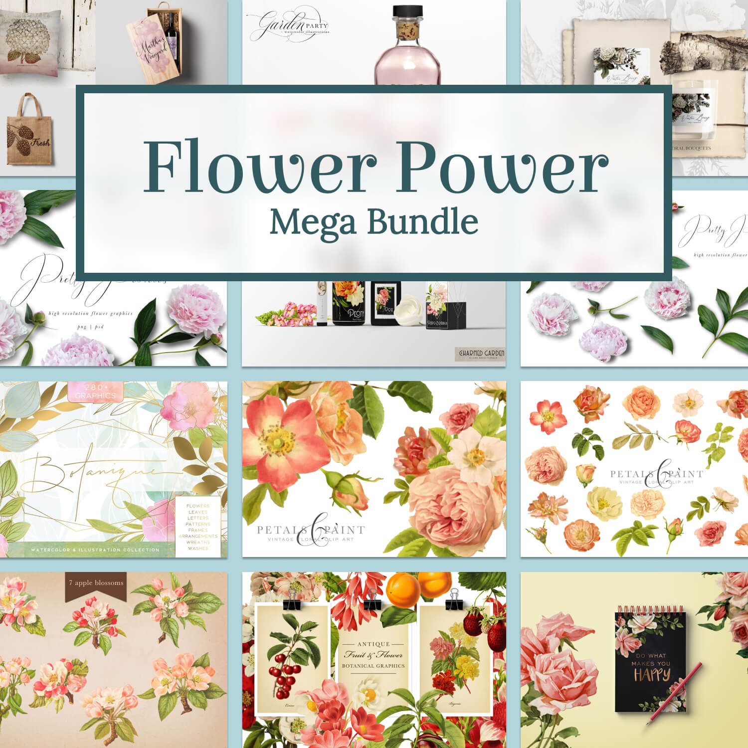 Logo Flower Power, Mega Bundle.