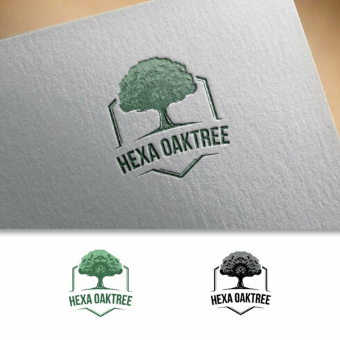 Hexagon oak tree ecology badge.
