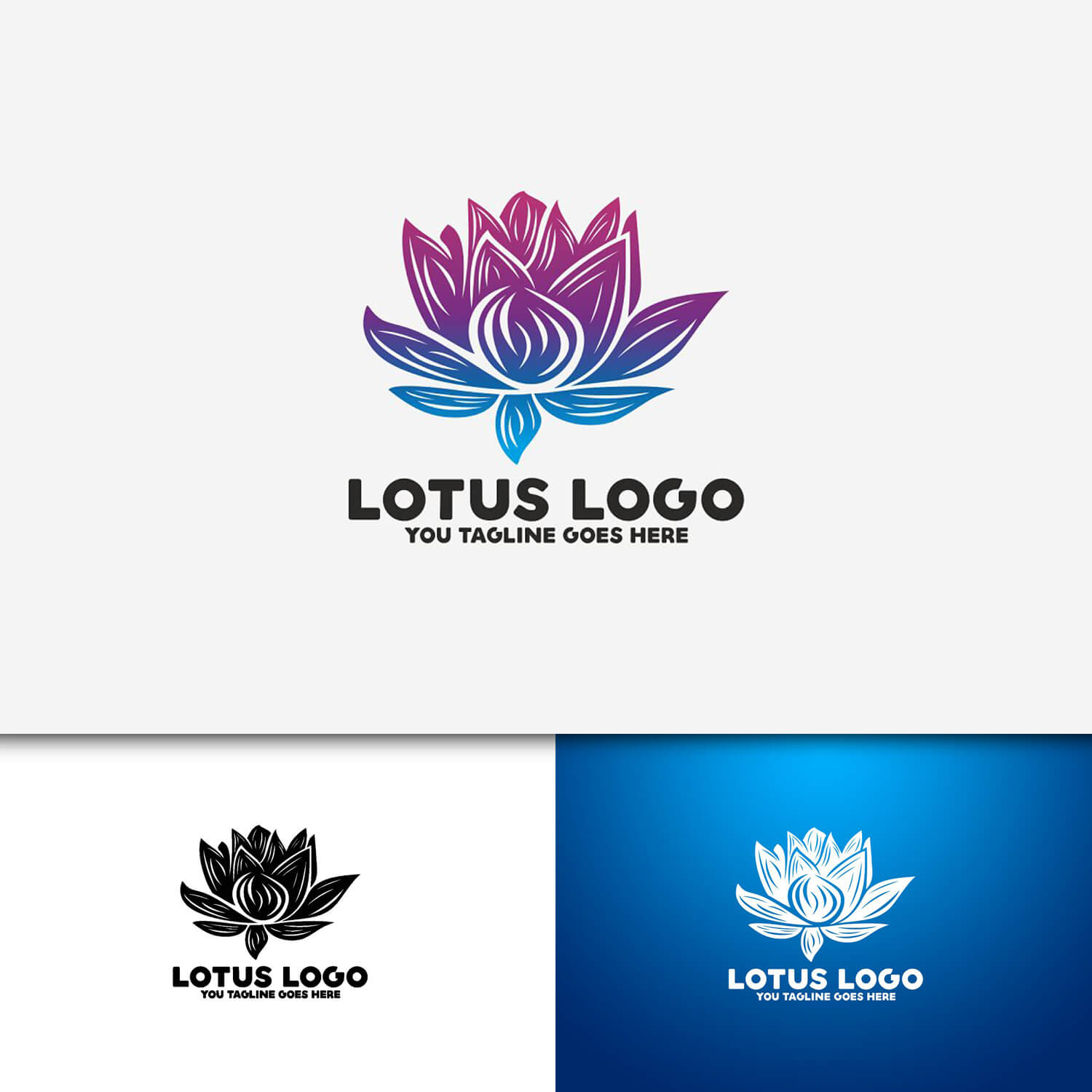 Blue and purple Lotus logo.