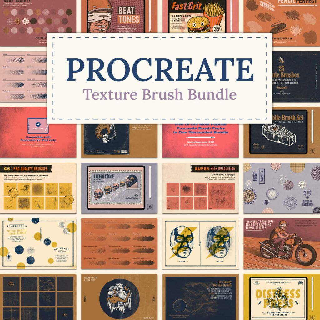 Texture brushes for Procreate Master Bundles