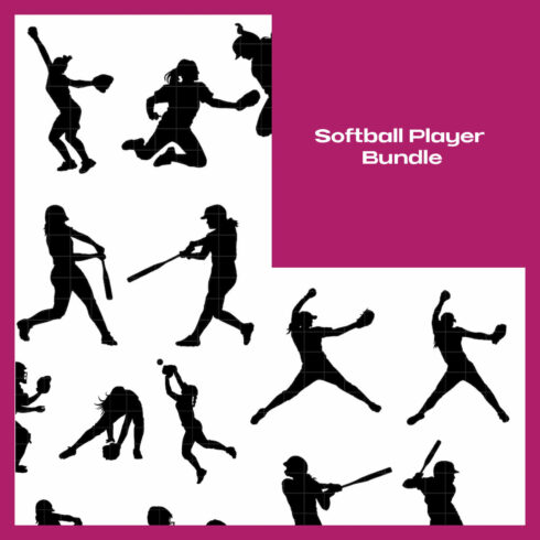 Softball Player Bundle with text and softballs clipart svg design for cricuts and silhouettes.