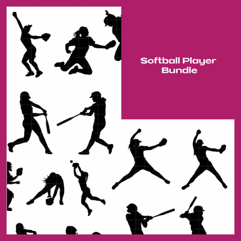 Softball Player Bundle with Text and Softballs Clipart SVG – MasterBundles