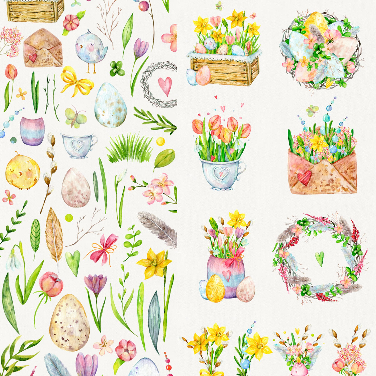 hello spring watercolor set.