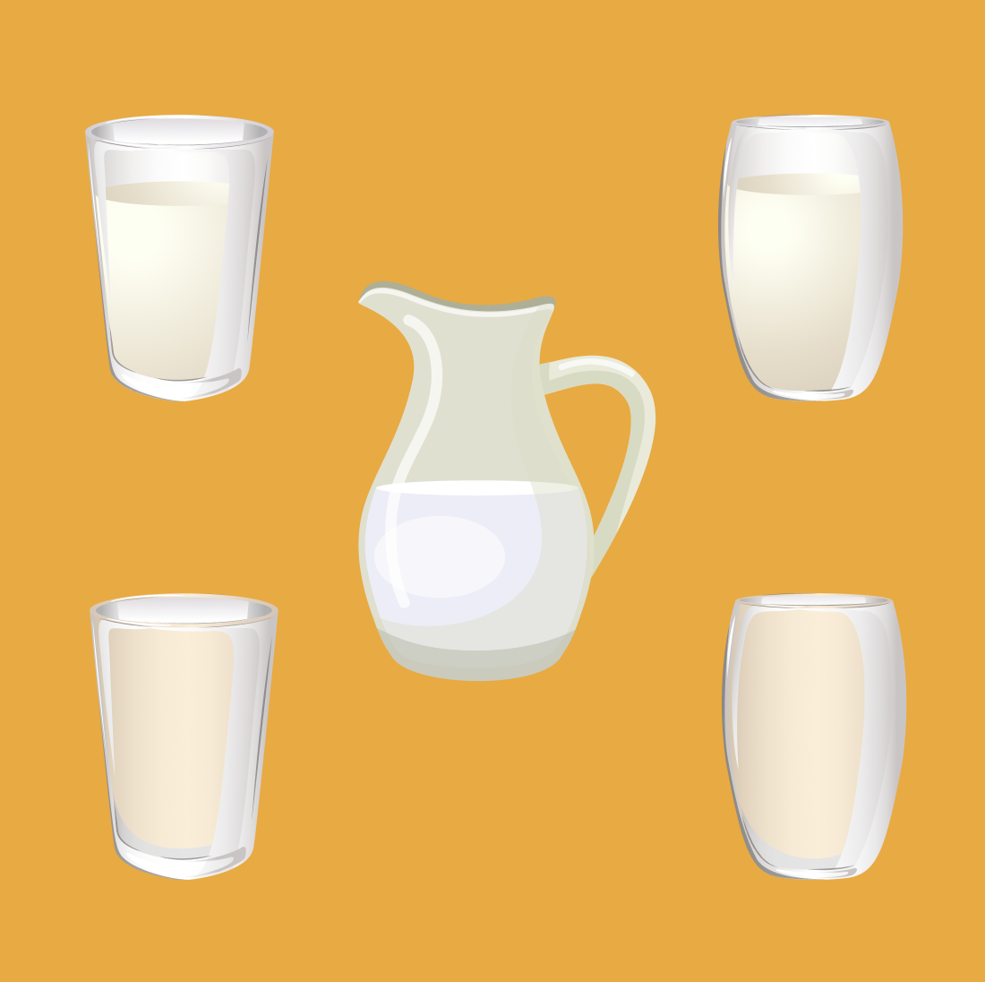 Glass of milk svg bundle preview.