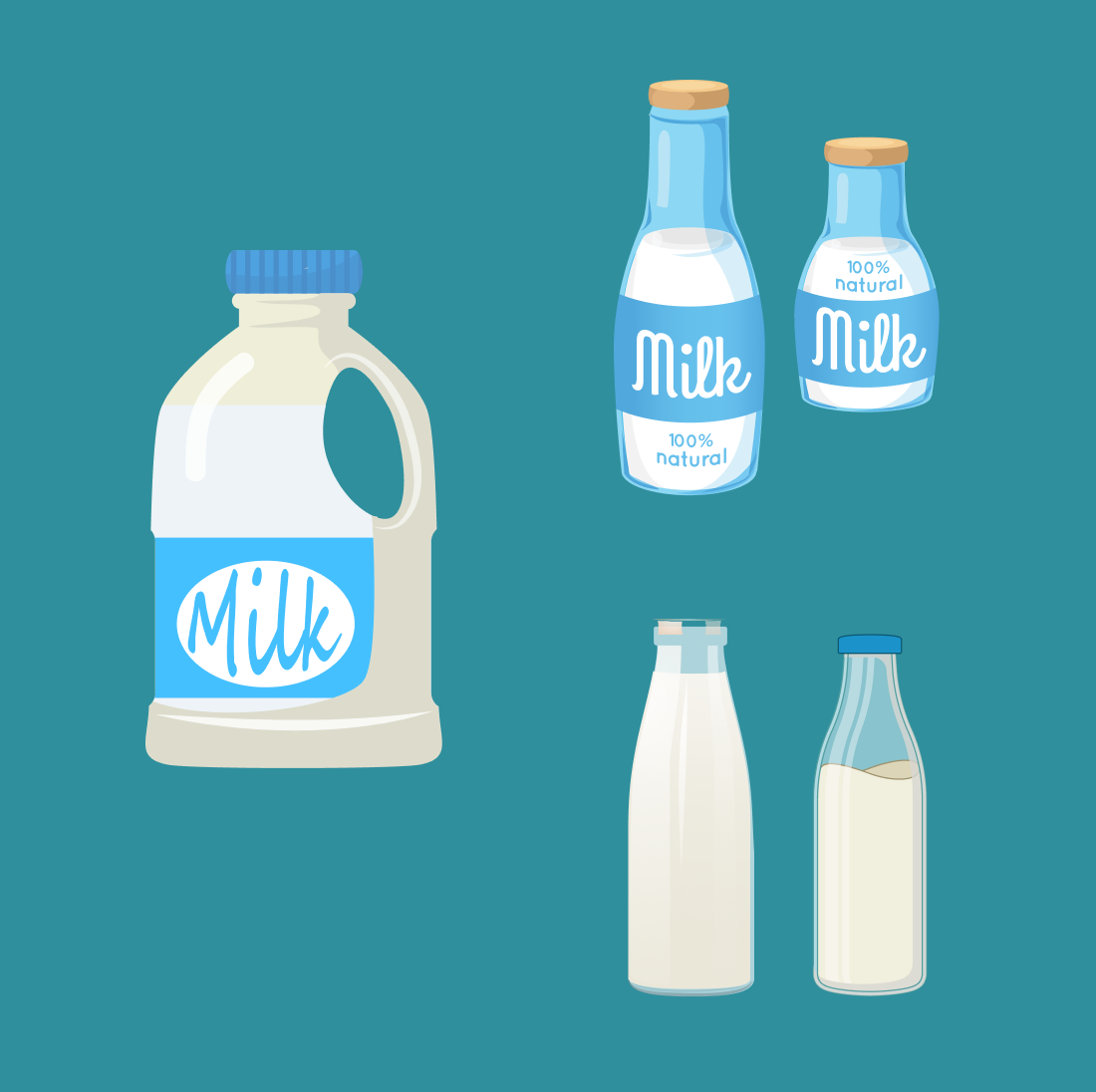 Milk bottle svg bundle preview.