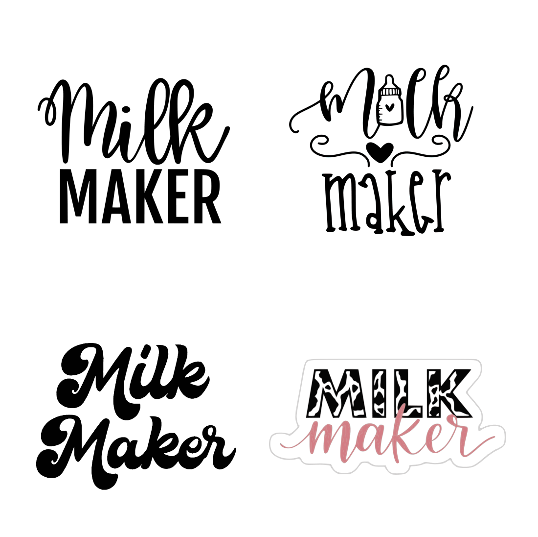 Milk maker svg bundle preview.