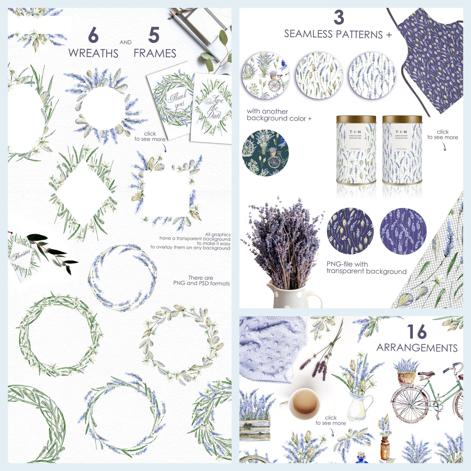 lavender watercolor clipart set graphics.
