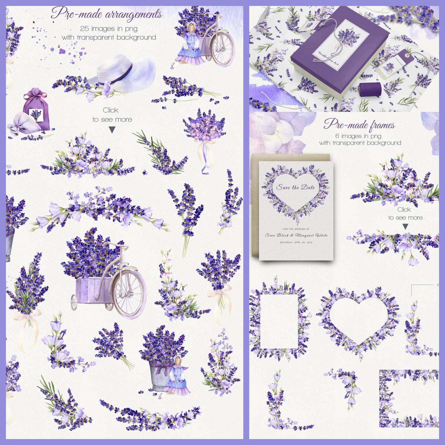 lilac provence watercolor collection of designs.